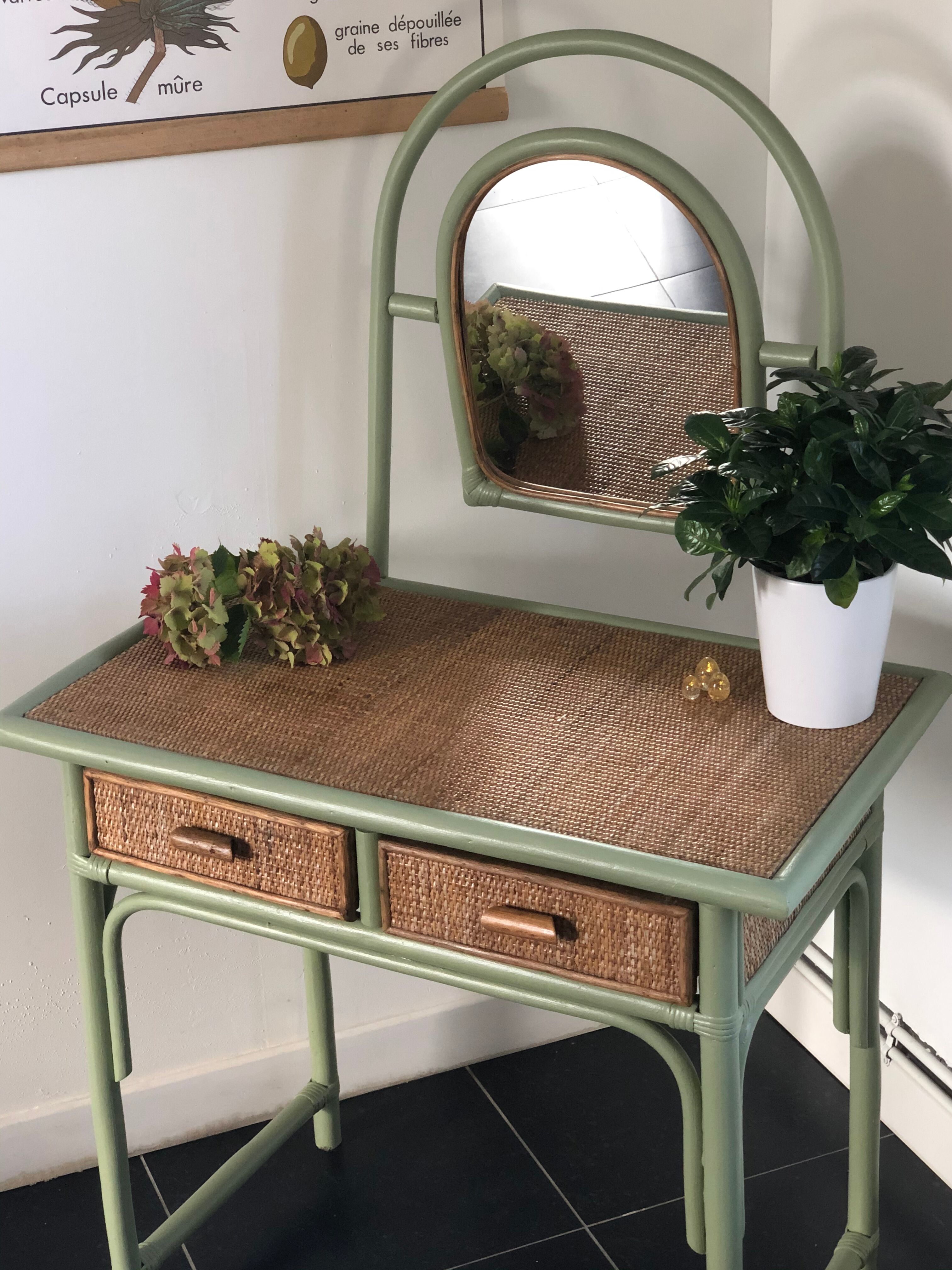 Rattan dressing table with mirror