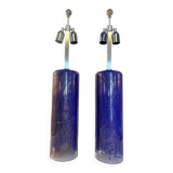 A Pair of 2000s Blue and Gold Table Lamp