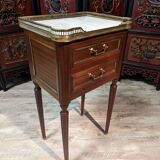 Pair of Louis XVI style bedside tables in mahogany