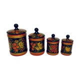 4 khokhloma painted wooden boxes