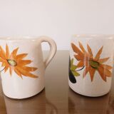 Orangeade set in cracked ceramic, floral pattern from the 60s