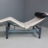 White leather LC4 chaise longue by Le Corbusier for Cassina, 1960s