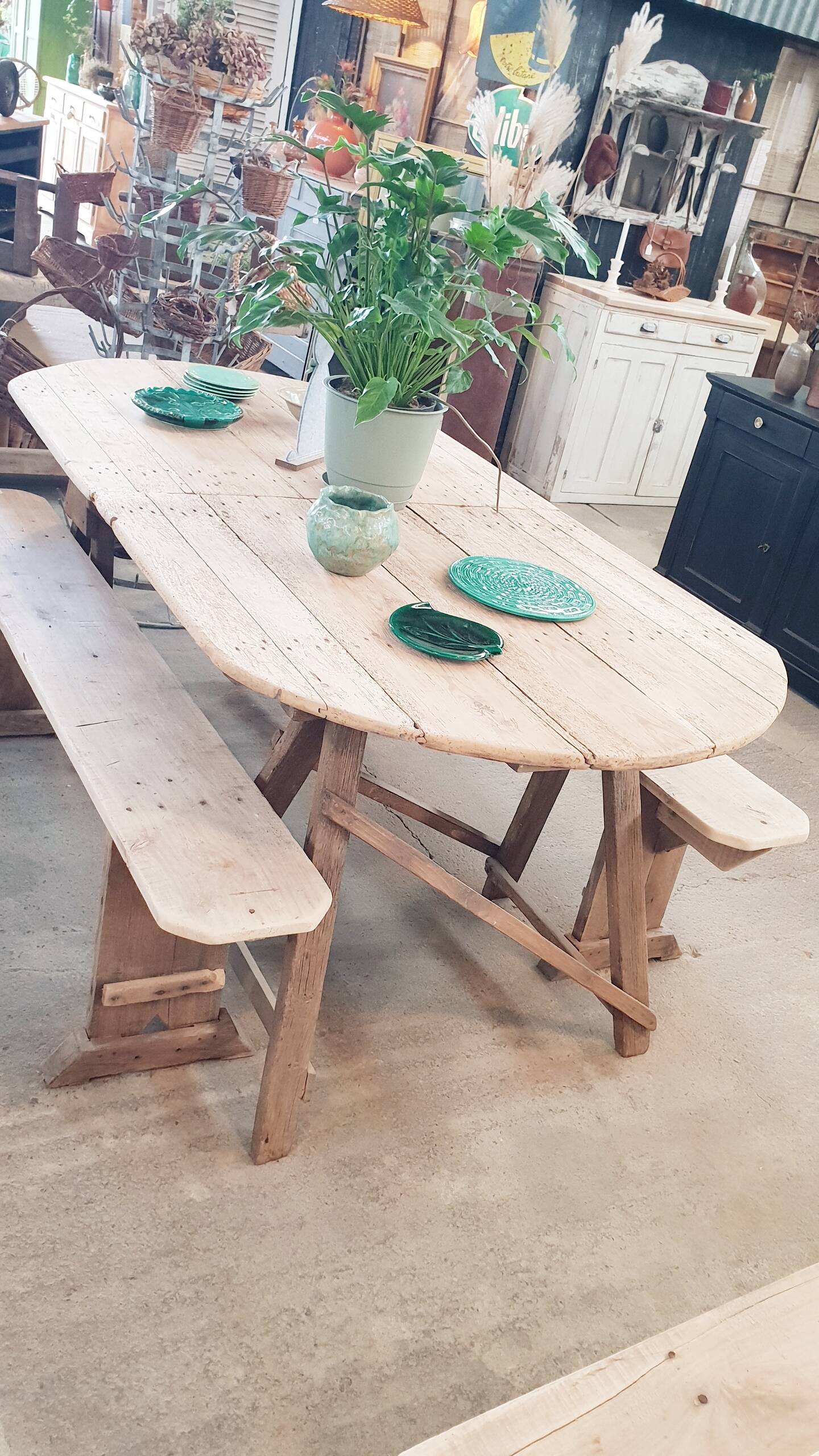 Old table on trestles