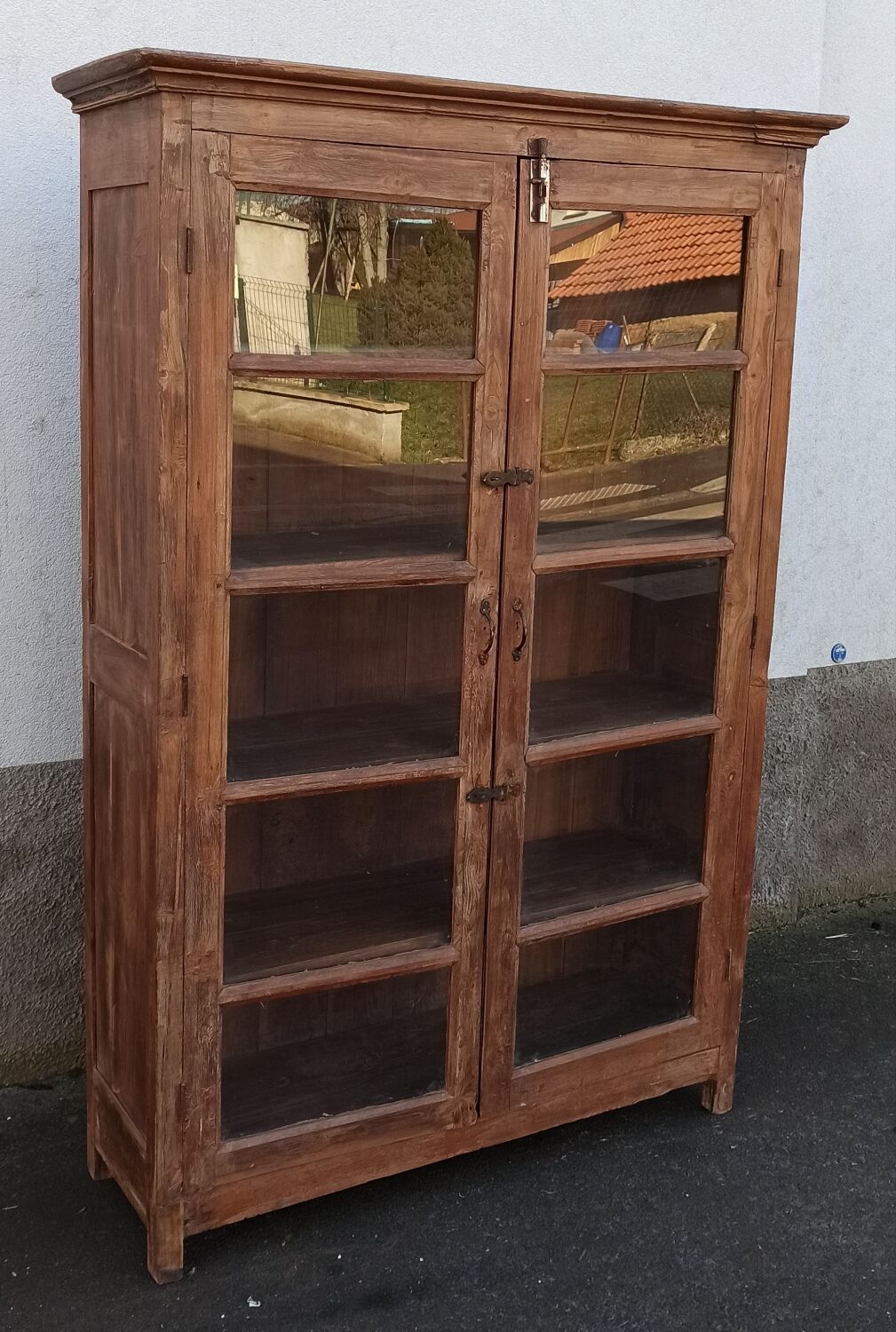 Old wooden glass cabinet