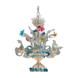 Lustre vénitien en verre de Murano multicolore, 12 bras de lumière