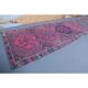 Vintage Purple Pink Natural Turkish Hand-Knotted Runner 82x355