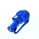 Bougeoir ancien en verre soufflé bleu ras de cave vase art populaire 19e s.