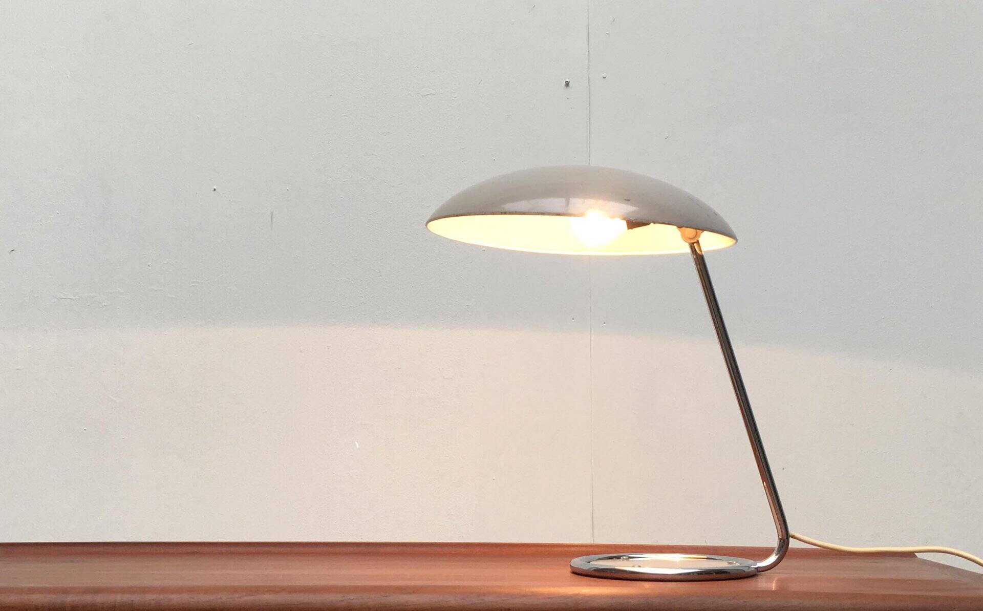 Mid-Century German table lamp model 6761 in metal by Christian Dell for Kaiser Leuchten, 1960s.