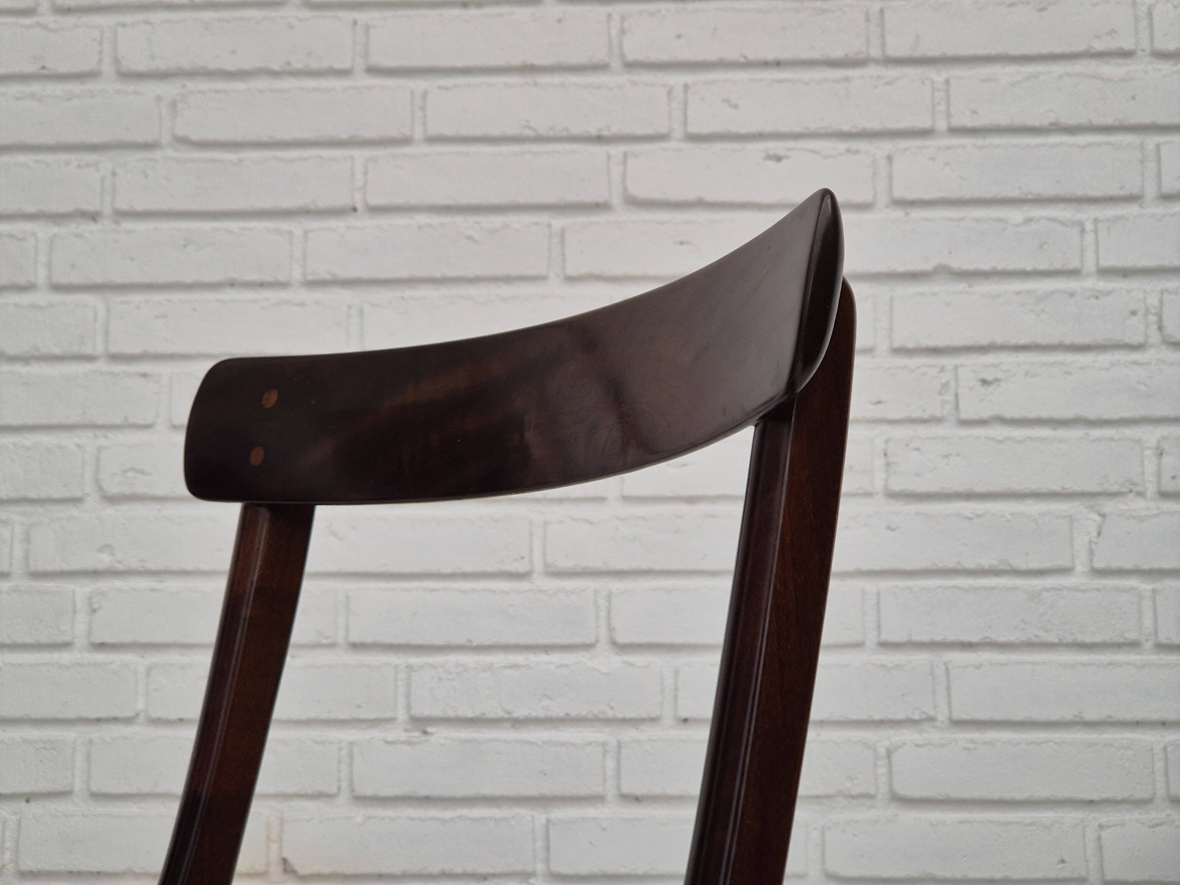 1960s, Danish design by Ole Wanscher, set of 4 Danish dinning chairs, mahogany wood, reupholstered.