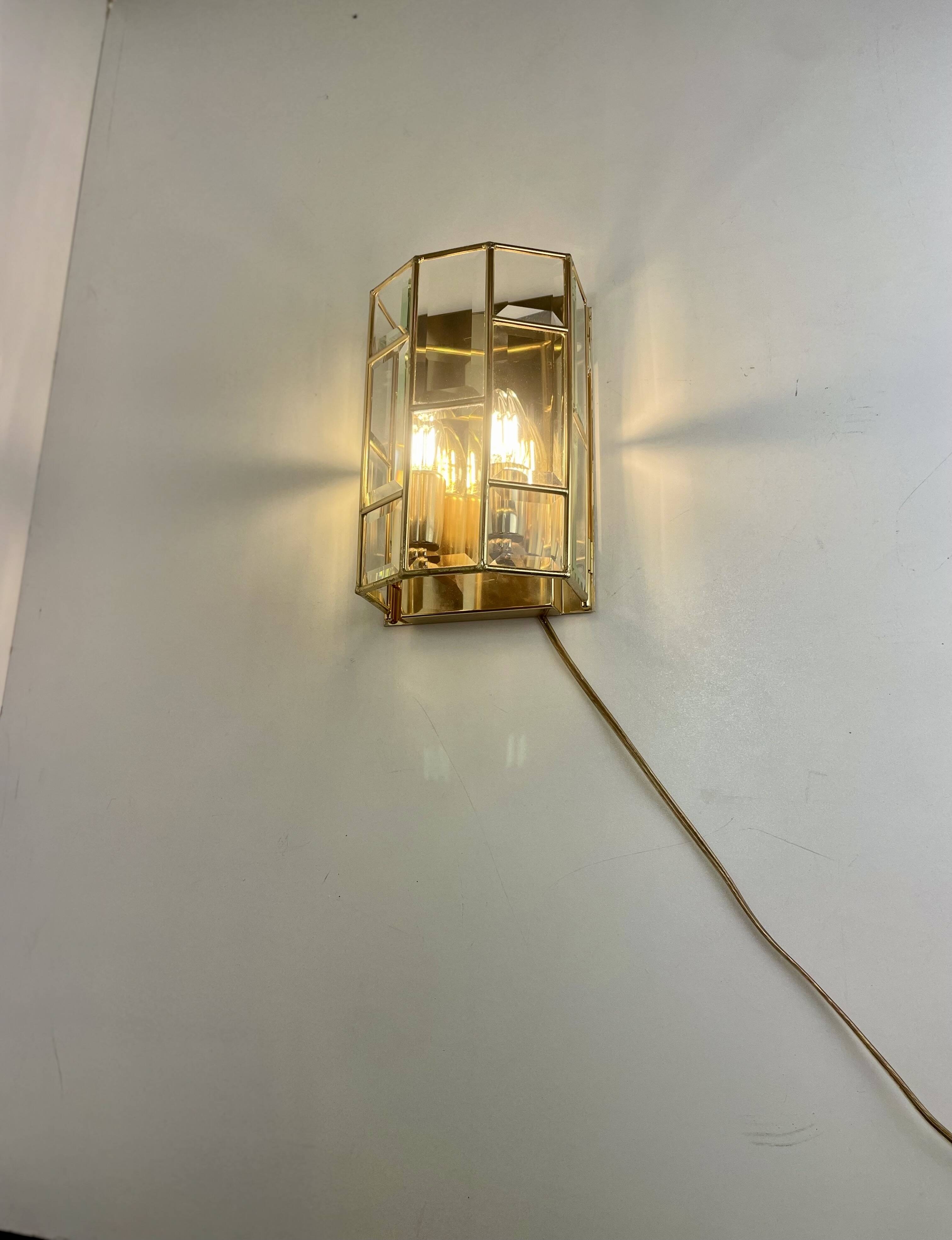 Italian brass wall lights, 1980s