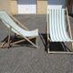 Pair of sun loungers with vintage blue blue stripes