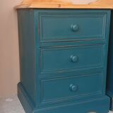Pair of bedside tables revisited in blue