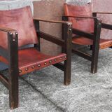Pair of safari-style armchairs, 1930s