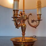 3 Empire-style fire lamp. In gilded bronze, metallic lampshade. Perfect condition.