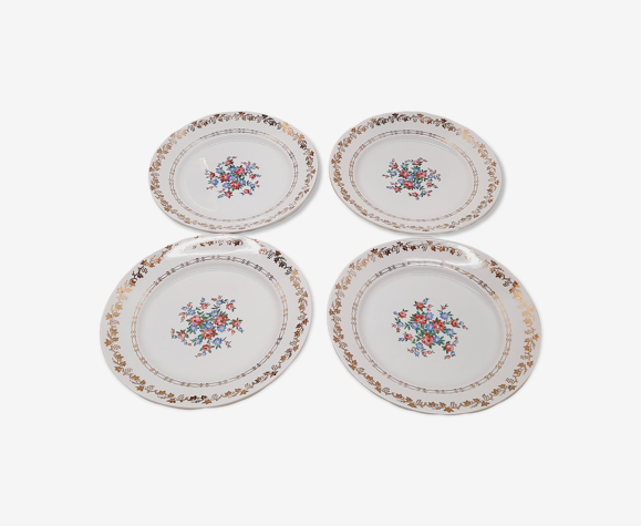 Set 4 assiettes plates bouquet de fleurs