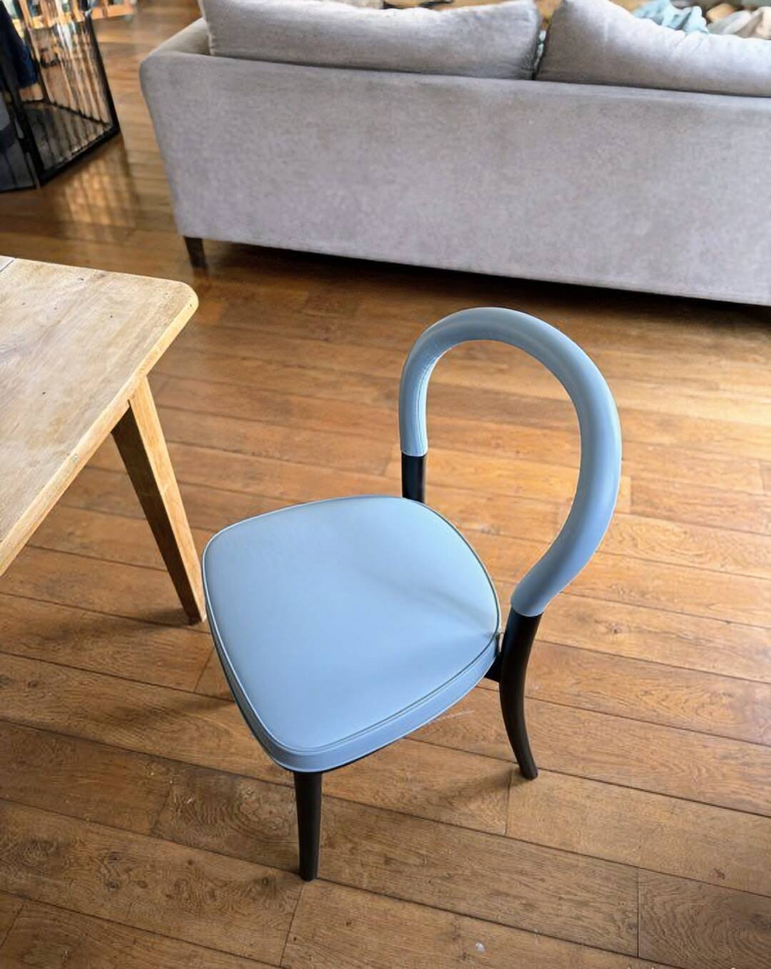 Set of 4 Göteborg chairs by Erik Gunnar Asplund for Cassina, blue leather.