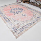 Navy blue vintage rug 317x220cm
