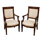 Pair of Empire period armchairs, made of mahogany.