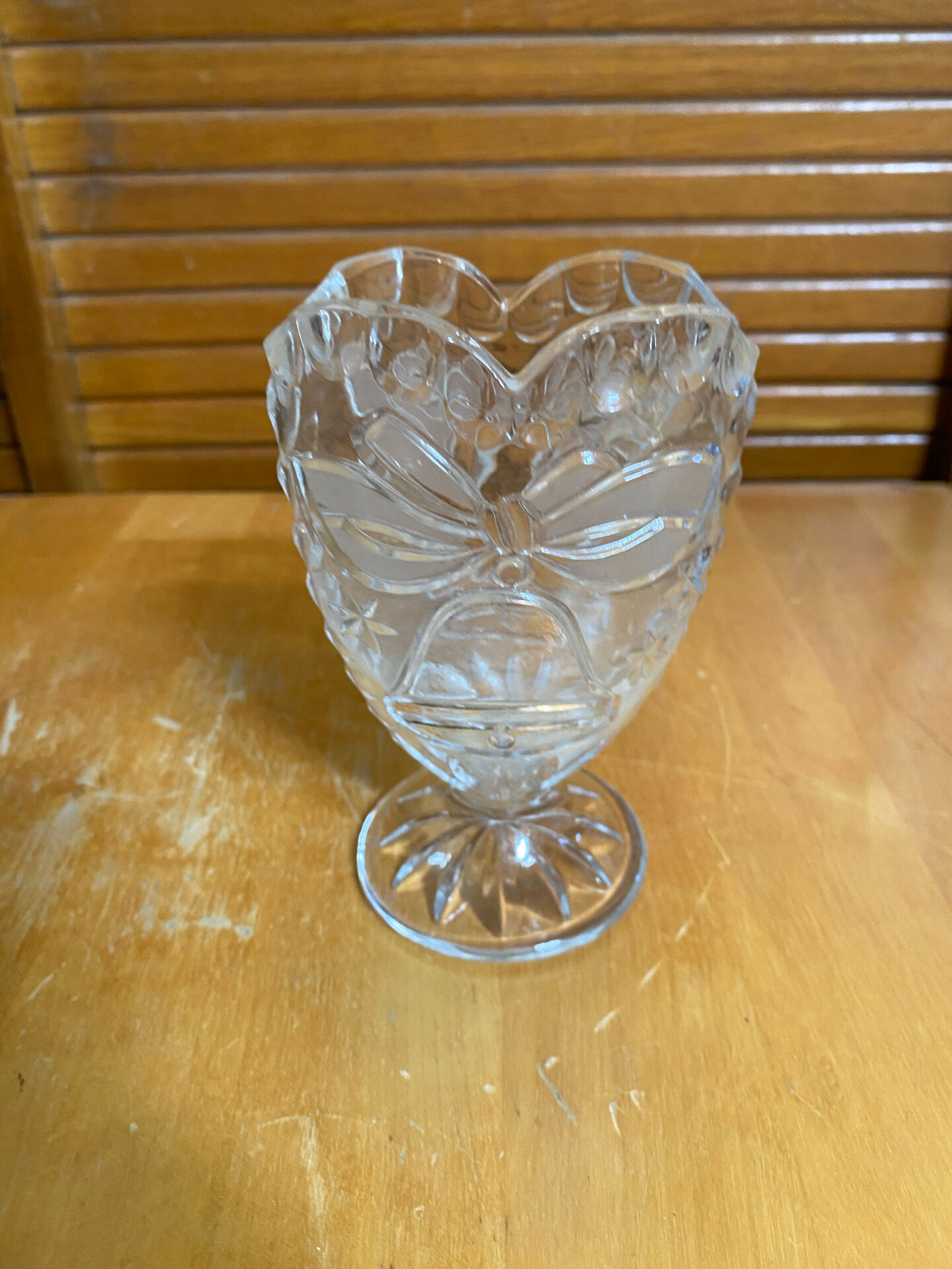 Antique Vase ANNA HUTTE Cut Crystal Bell Shape Vintage #E165