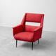 Pair of vintage red armchairs with armrests – 1960s/70s