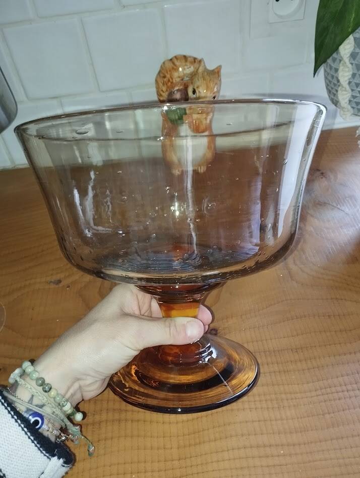 Large fruit bowl or amber blown glass sangria – 1950s/60s