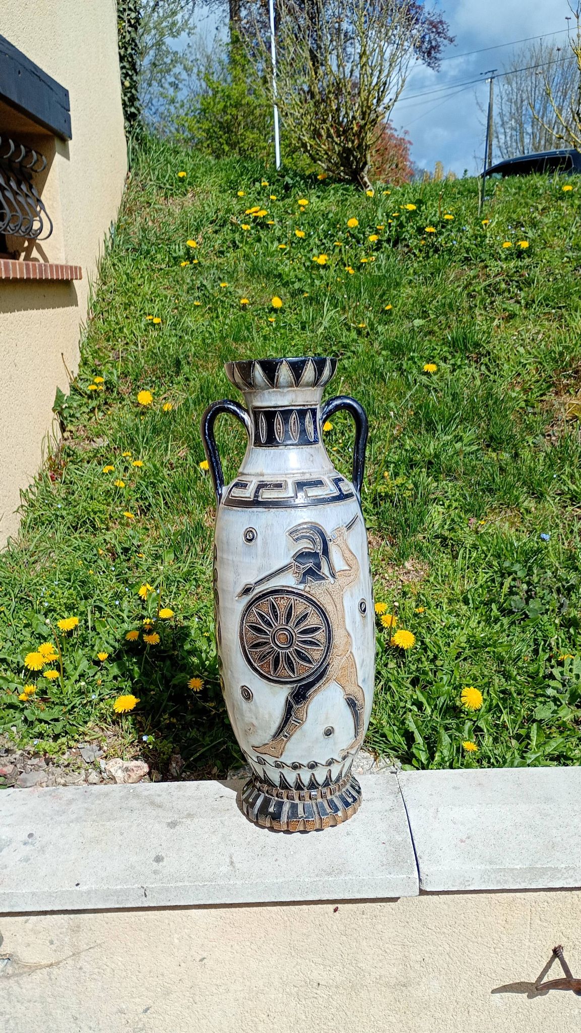 Grand vase amphore guerin guerriers 70 cm