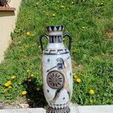 Large amphora vase guerin warriors 70 cm