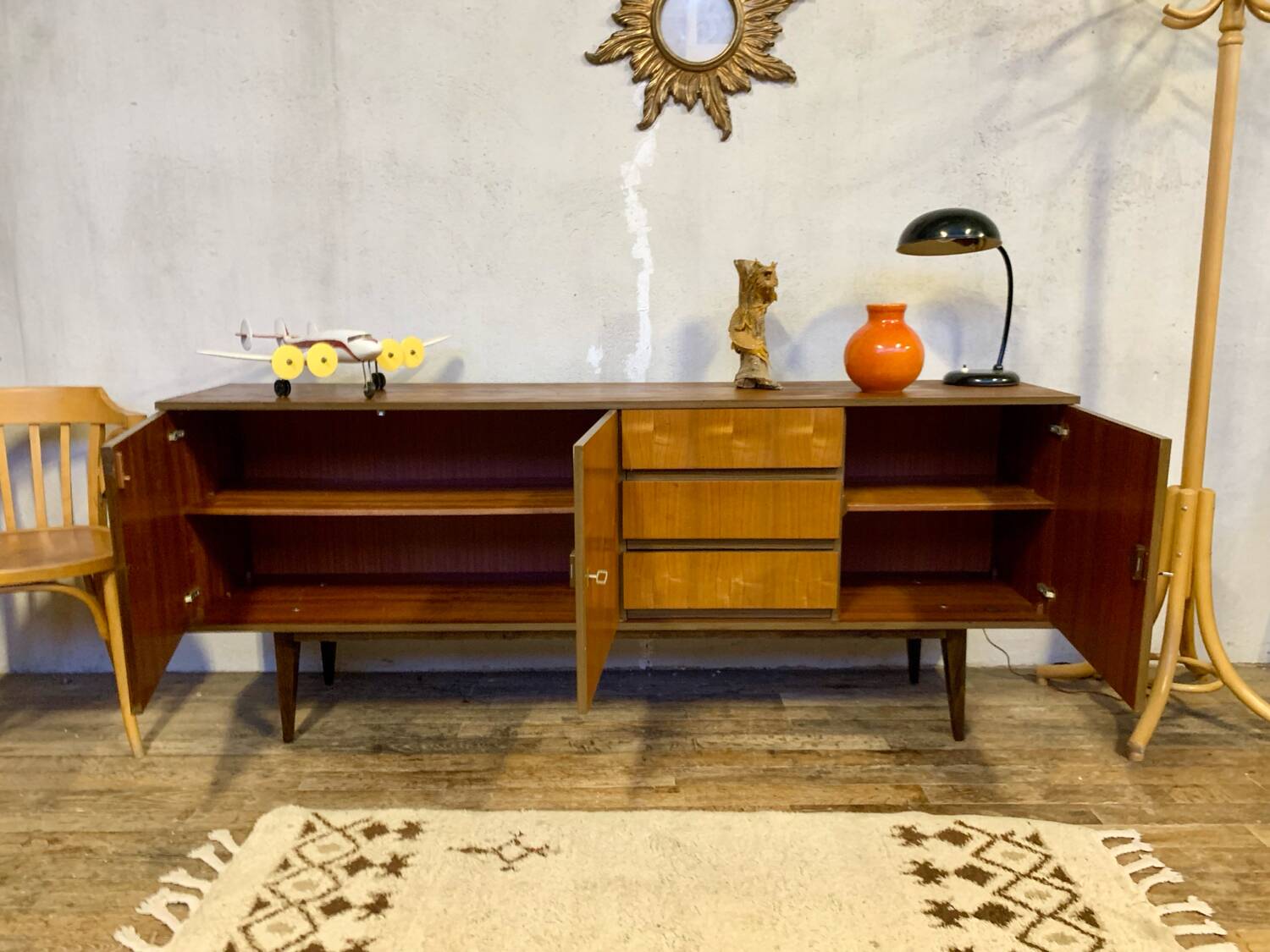 Vintage sideboard with metal legs