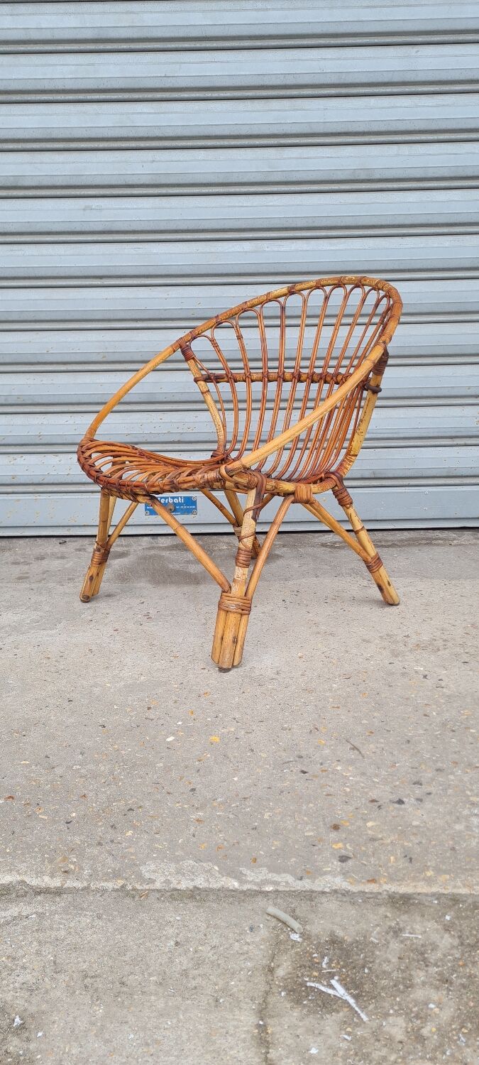 Rattan shell armchair 1960