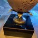 Table lamp or living room travertine and silvered metal Philippe Barbier