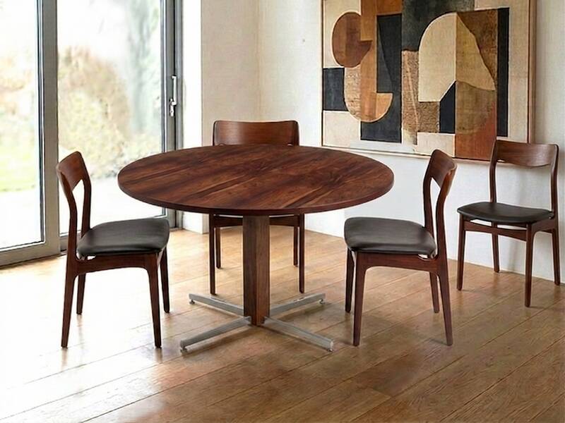 Table à manger Jorge Zalszupin ronde extensible palissandre jacaranda 1960