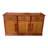 Wooden chest of drawers rattan ornament
