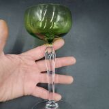 Set of 8 Roemer wine glasses in colored crystal Val Saint Lambert Mod "Saumur"