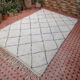Moroccan beni ourain vintage berber carpet with dark brown diamond 313 x 200 cm