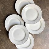 6 assiettes à dessert en faïence blanche