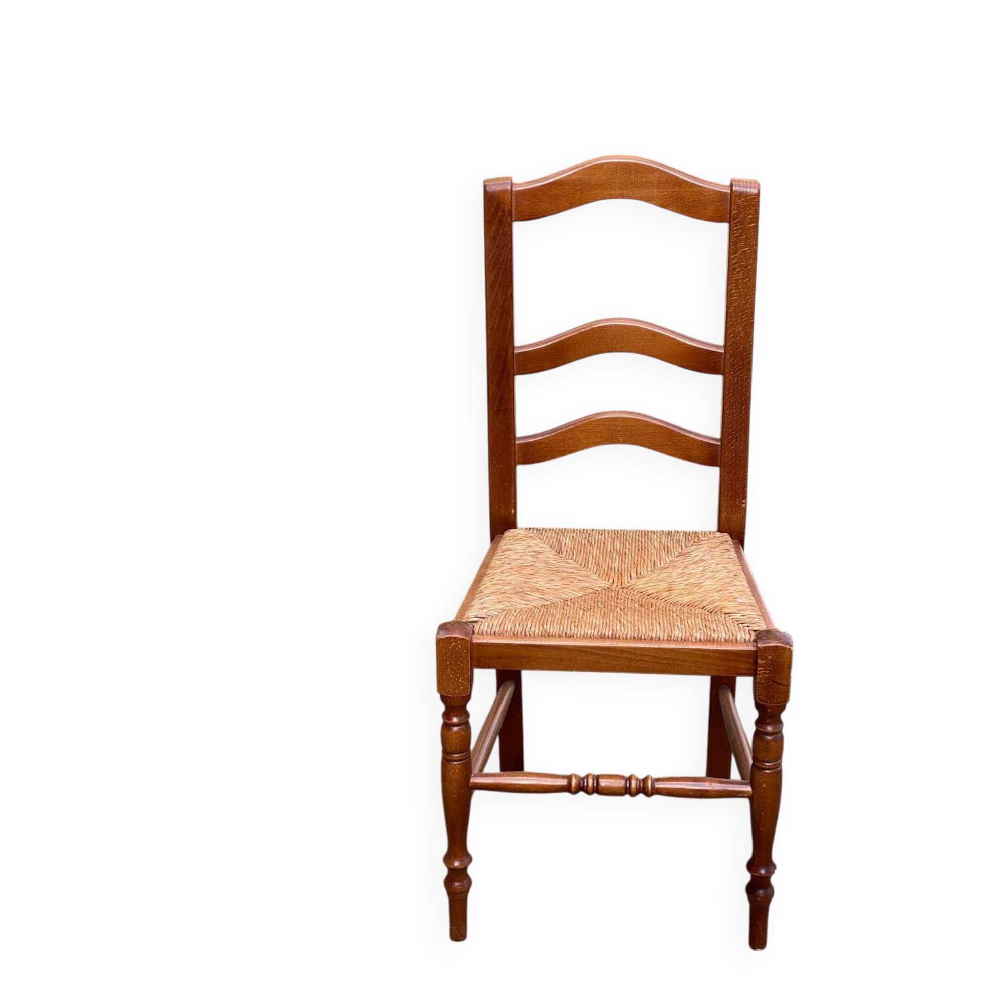 Solid oak chair with rush seat farmhouse style