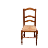 Solid oak chair with rush seat farmhouse style