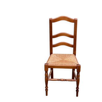 Solid oak chair with rush seat farmhouse style