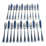 12 CHRISTOFLE Fish Cutlery Sets, CHEVRONS Art Deco model