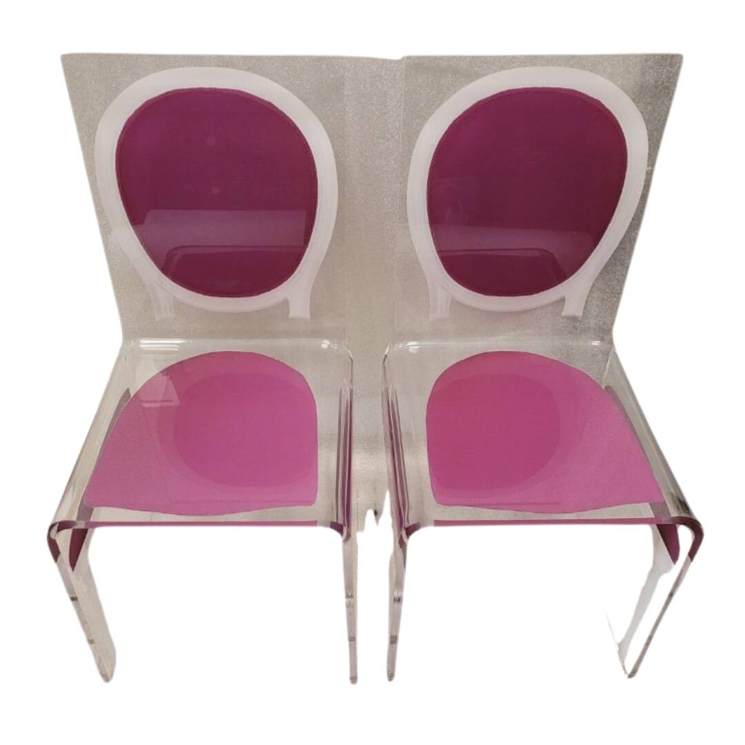 Pair of chairs “Ghost”, JC de Castelbajac for Acrila, Vidrio acrílico, after Philippe Starck – Fra