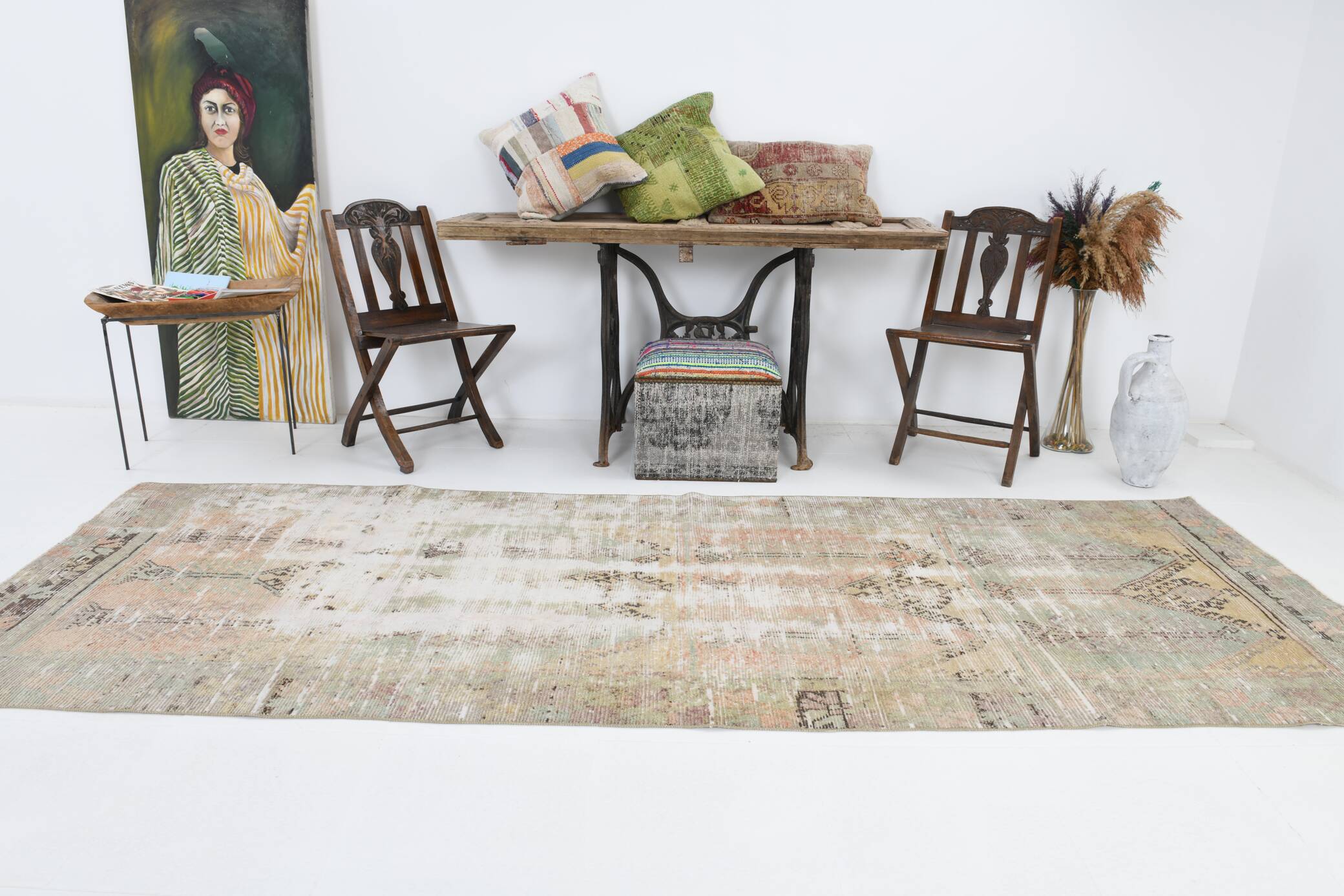 4x11 Long Wide Soft Beige Vintage Runner Rug, 116x334Cm FREE SHIPPING