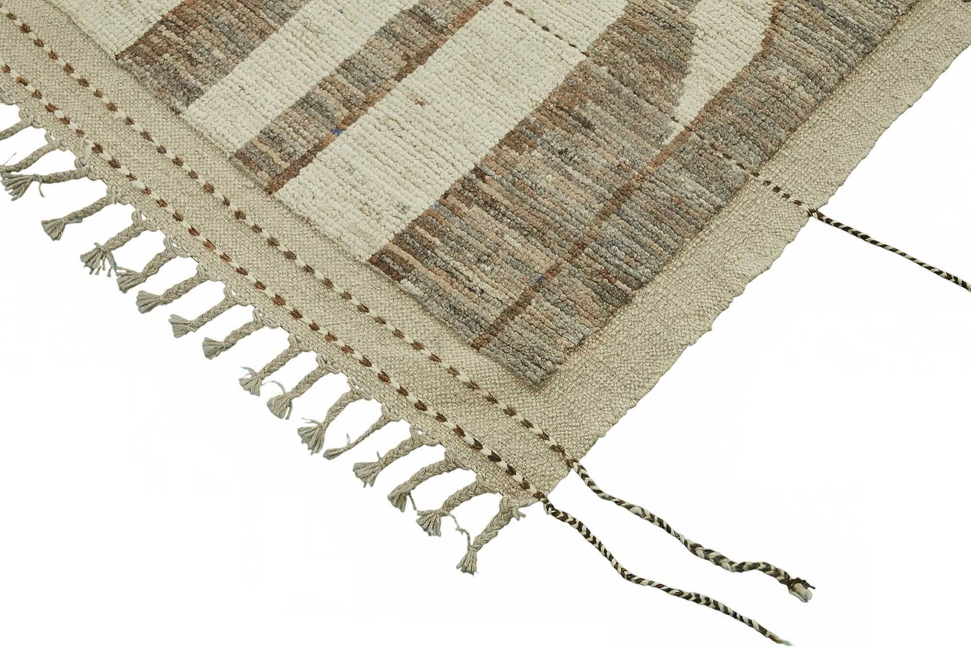 Hand-Knotted Tribal Unique 205 cm x 302 cm Beige Wool Carpet