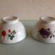 Two white bowls with floral decor in Limoges SD porcelain / vintage 60-70