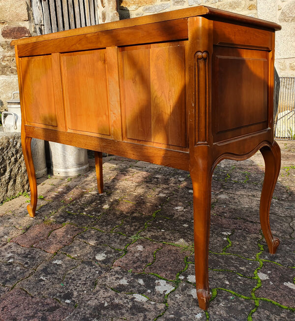 Commode sauteuse esprit Louis XV 2 tiroirs merisier, années 60