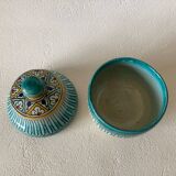 Small butter pot Jobbana Morocco Fez 19th century with centipede and geometric decorations