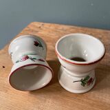 Pair of diabolo eggcups in ancient earthenware