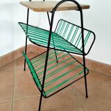 Side table, metal and wood magazine rack