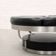 Large Italian circular bench in leather, chromed metal structure, 1970