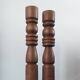 Brutalist turned wood candlestick pair