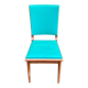 Scandinavian chair in solid oak and blue leather from the 1950s.